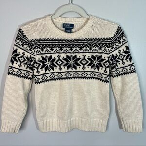 Polo Ralph Lauren Boy’s Cream and Black Fair Isle Cotton/Wool Sweater Boys 7